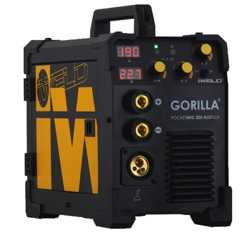 Aparat de sudura IWELD Pocketmig 205 Aluflux, 190A, MIG-MAG cu gaz si fara gaz, MMA, otel, inox si aluminiu Aparat de sudura IWELD Pocketmig 205 Aluflux, 190A, MIG-MAG cu gaz si fara gaz, MMA, otel, inox si aluminiu