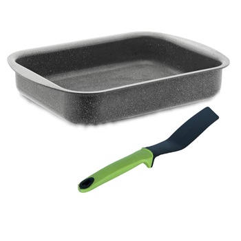 Tava dreptunghiulara Hascevher Germanitium granite 35x30x7cm culoare gri cadou spatula Tava dreptunghiulara Hascevher Germanitium granite 35x30x7cm culoare gri cadou spatula