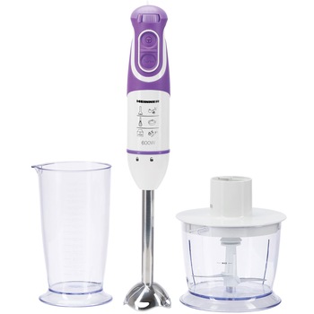 Mixer vertical Heinner Charm, 600W, 5 viteze, functie Turbo, tel, tocator, Alb/Mov Mixer vertical Heinner Charm, 600W, 5 viteze, functie Turbo, tel, tocator, Alb/Mov