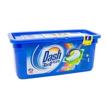Detergent rufe capsule Dash 3 in 1, Salva Colore, 30 spalari Detergent rufe capsule Dash 3 in 1, Salva Colore, 30 spalari