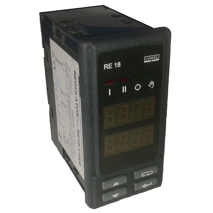 Regulator digital de temperatura, intrare selectabila Pt100 sau termocuple (8 tipuri), 2 iesiri pe releu, display LED-uri, alimentare 110-230VAC