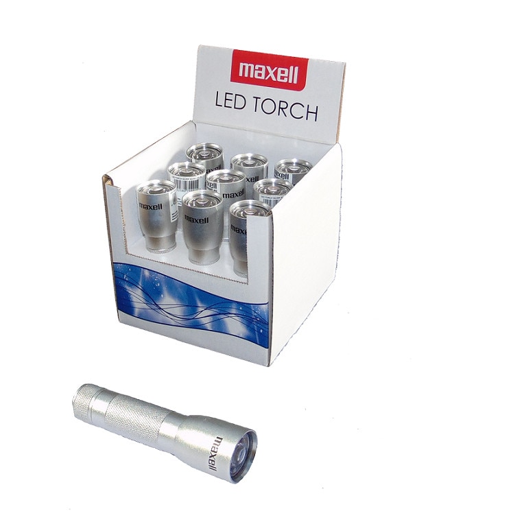 Lanterne metalice LED, Maxell, utilizeaza 1 x AA, cutie 9 lanterne, argintiu