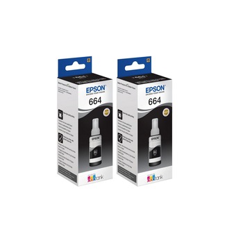 Pachet flacon refill cerneala T6641 x 2 negru Epson original 9000 pagini Pachet flacon refill cerneala T6641 x 2 negru Epson original 9000 pagini