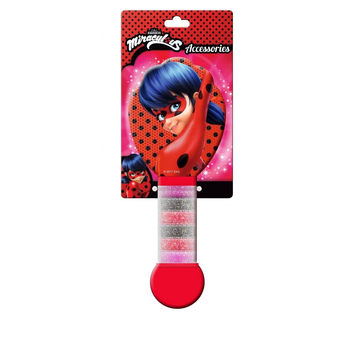 Perie par plastic ovala rosie Ladybug Miraculous Rosu