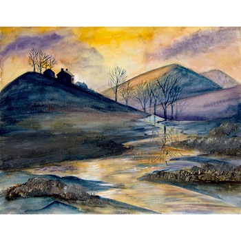 Tablou acuarela Noaptea - tablou pictat manual Oana Pinzariu, dimensiune 24 * 33 cm Tablou acuarela Noaptea - tablou pictat manual Oana Pinzariu, dimensiune 24 * 33 cm