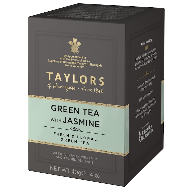 Ceai Verde cu Iasomie Taylors of Harrogate, 20 pliculete, 40 gr.