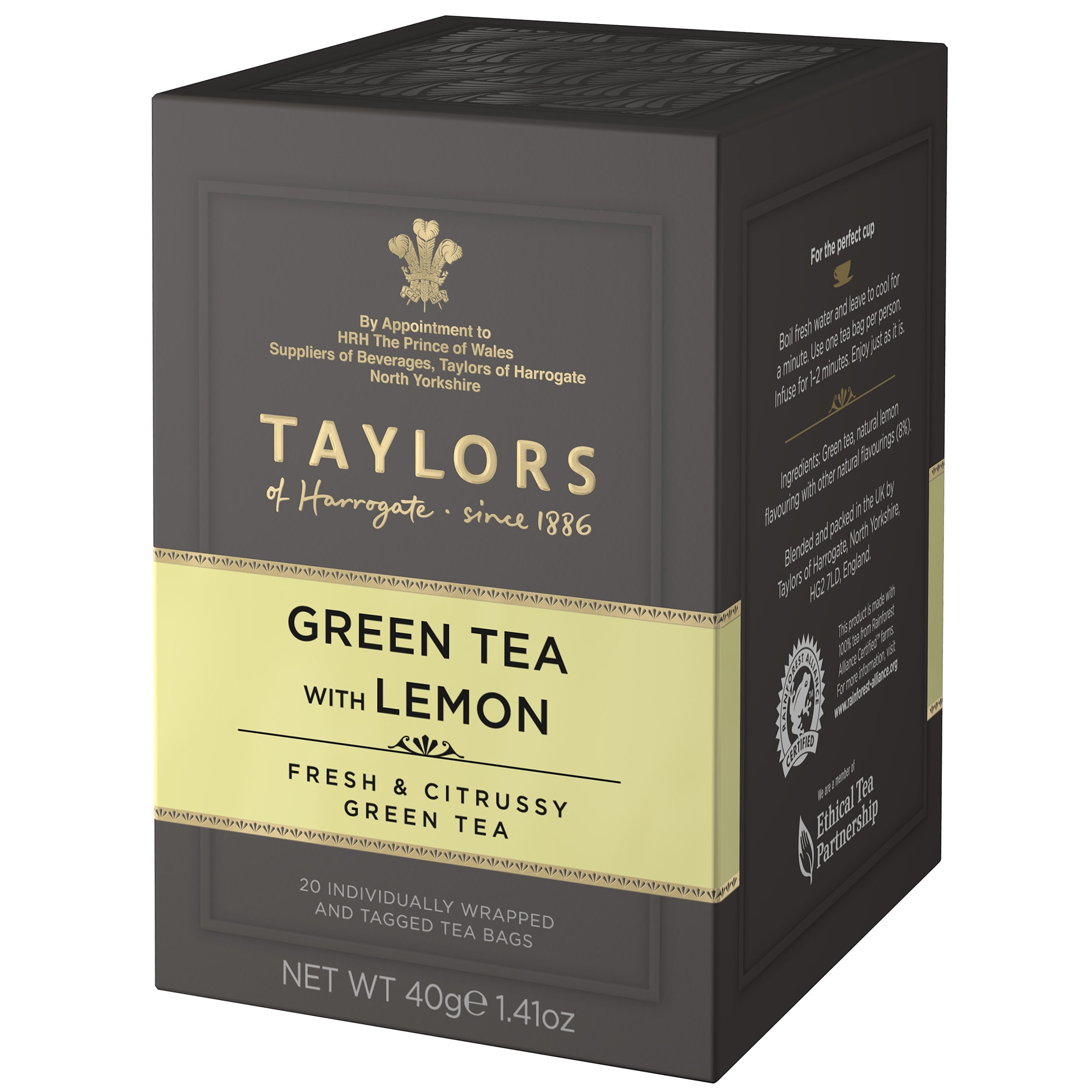 Ceai Verde cu Lamaie Taylors of Harrogate, 20 pliculete, 40 gr.