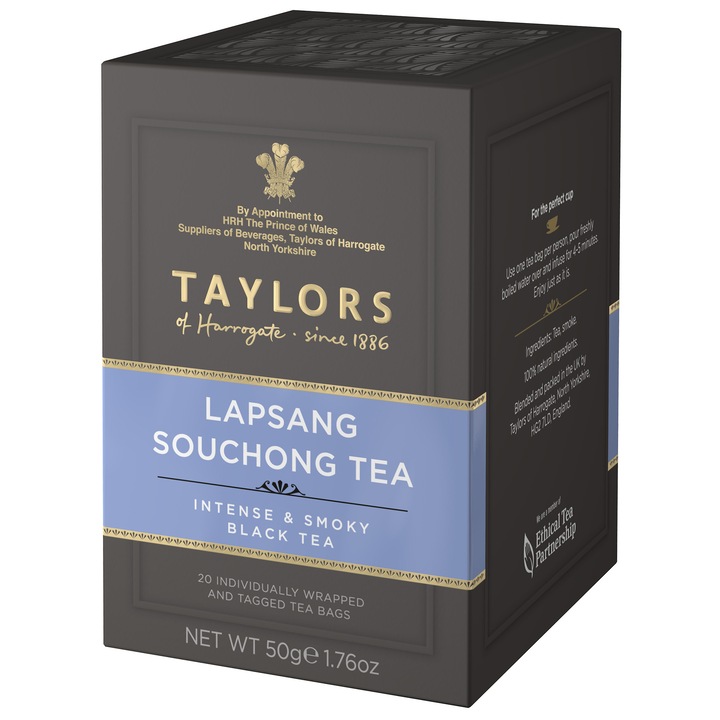 Ceai Negru Afumat Lapsang Souchong Taylors of Harrogate, 20 pliculete, 50 gr.