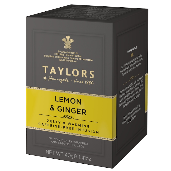 Infuzie Ceai Lamaie si Ghimbir Taylors of Harrogate, 20 pliculete, 40 gr.