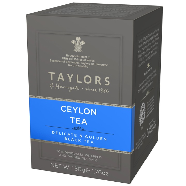 Ceai Negru Ceylon Taylors of Harrogate, 20 pliculete, 50 gr.