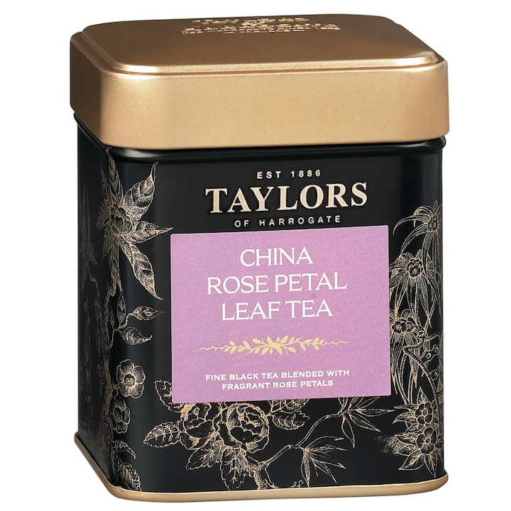 Ceai Negru cu Petale de Trandafir Taylors of Harrogate, Cutie Metalica, Frunze, 125 gr.