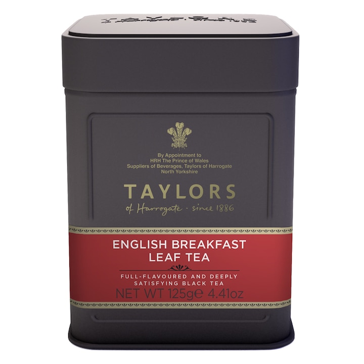 Черен чай English Breakfast Taylors of Harrogate, Метална кутия, Листа, 125 гр