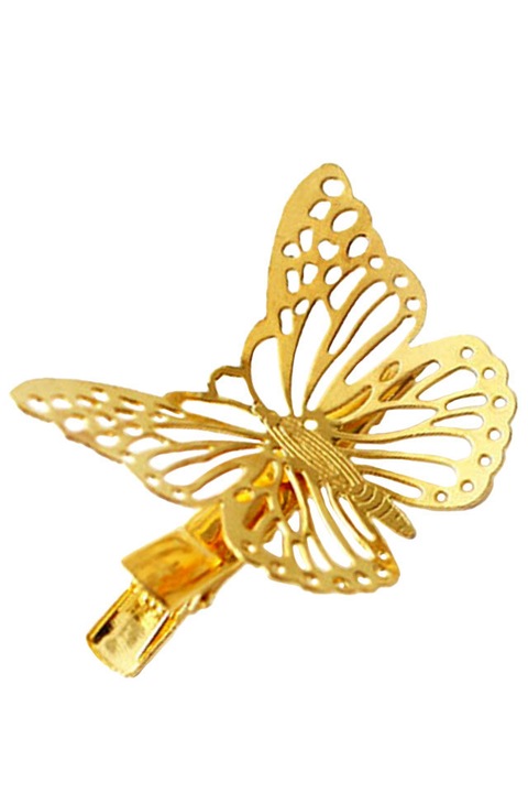 Clama de par, model cu fluture, Auriu