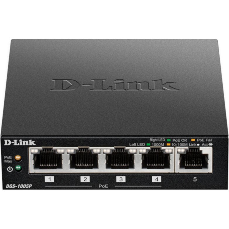 Switch D-Link DGS-1005P, 5 Porturi Gigabit PoE+