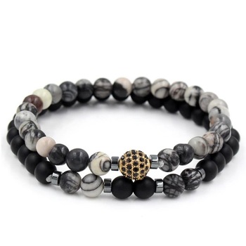 Set 2 Bratari LUX GoldBall cu pietre naturale si diamante Zirconiu Elastice SET-2 Set 2 Bratari LUX GoldBall cu pietre naturale si diamante Zirconiu Elastice SET-2