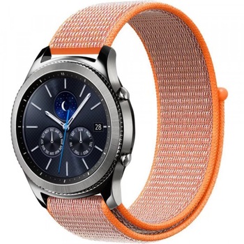 Curea iUni pentru Samsung Gear S2 / Galaxy Watch 42, 20 mm, Soft Nylon Sport, Electric Orange