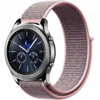 Curea iUni pentru Samsung Gear S2 / Galaxy Watch 42, 20 mm, Soft Nylon Sport, Soft Pink