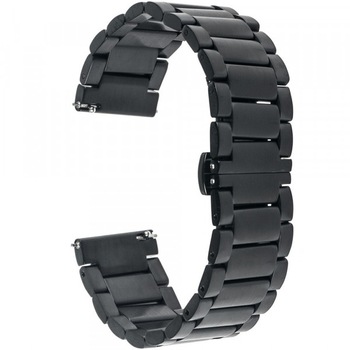 Curea iUni pentru Samsung Gear S3 / Galaxy Watch 46, 22 mm, Otel Inoxidabil, Black