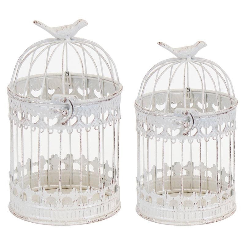 Set 2 colivii metalice alb antichizat