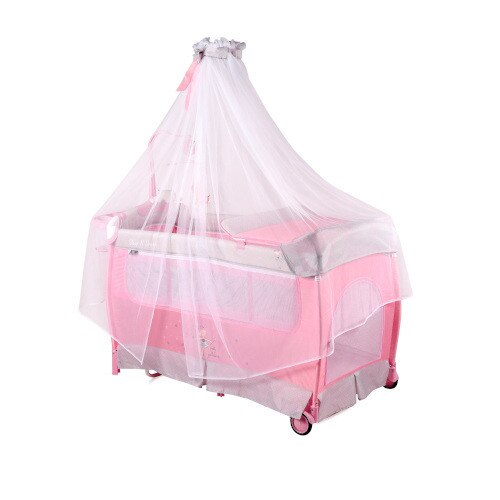 Patut Lorelli Pliabil Sleep'n Dream Rocker, cu Baldachin, 2 Nivele si Accesorii, Pink Ballet
