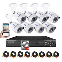 kit supraveghere video aku 8 camere super clear ahd  hdd 1tb  dvr 8 canale full hd 1080n h264 interior exterior carcase metalice cu infrarosu iesire internet cu vizualizare pe telefon mobil tableta desktop imagen 20_0_
0