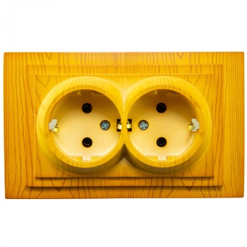 Priza Mono Electric, dubla, incastrata, contact de protectie, rama inclusa, stejar, 80 x 130 mm Priza Mono Electric, dubla, incastrata, contact de protectie, rama inclusa, stejar, 80 x 130 mm