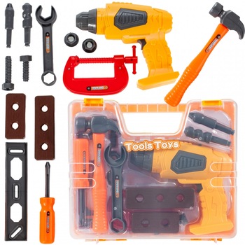 Trusa de Scule si Jucarie de Rol pentru Copii cu Bormasina Electrica,  Trusa de Scule si Jucarie de Rol pentru Copii cu Bormasina Electrica,