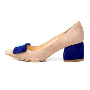 Pantofi dama, Thea Visconti, camel-velur, funda albastru-turquoise, toc 5 cm Pantofi dama, Thea Visconti, camel-velur, funda albastru-turquoise, toc 5 cm
