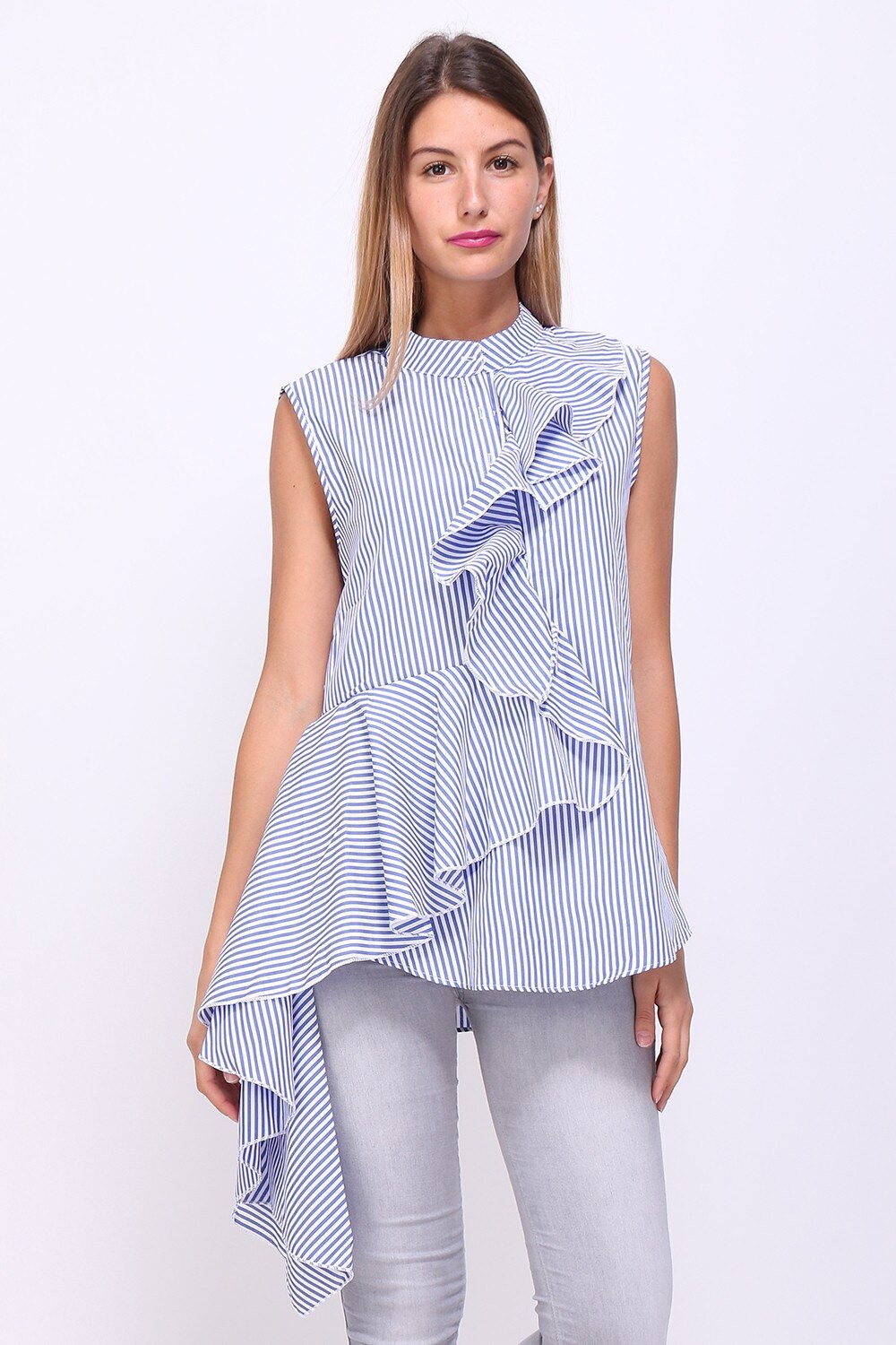 Bluza in imprimeu Freshattitude, Alb/Albastru