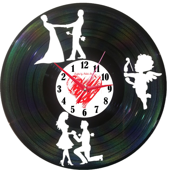 Стенен часовник винилов Love Dice, с обратен механизъм