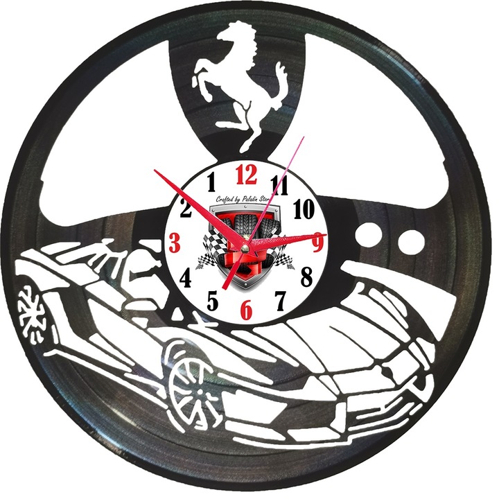 Стенен часовник винилов Motorsport, с обратен механизъм