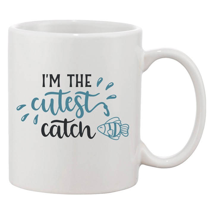 Cana personalizata 'I'm the cutest catch', multicolora, ceramica, 330 ml