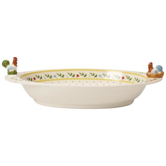 Suport pentru oua, Spring Awakening, Rooster&Hen, alb/galben/verde, 35x20 cm, Villeroy&Boch