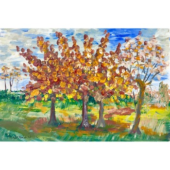 Tablou acuarela pe hartie Copaci - tablou pictat manual Oana Pinzariu, dimensiune 14 *20 cm Tablou acuarela pe hartie Copaci - tablou pictat manual Oana Pinzariu, dimensiune 14 *20 cm