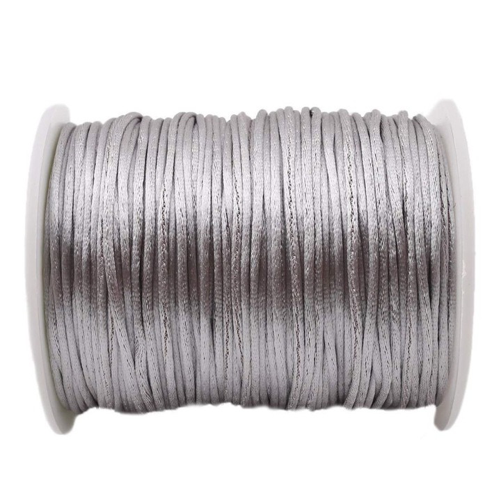 Snur satinat gri, 2mm, rola de 91m