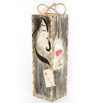 Cutie cadou pentru sticla de vin, model clasic, pictat manual Cutie cadou pentru sticla de vin, model clasic, pictat manual