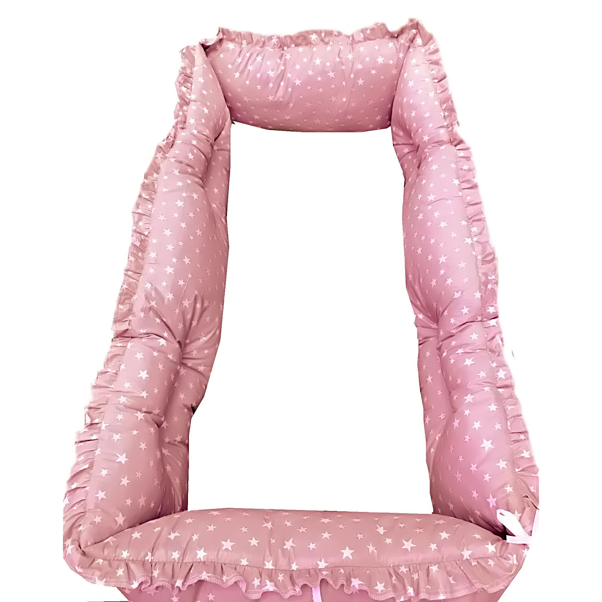 Set aparatori protectii laterale Super groase, pat 120x60 cm Deseda Stelute pe roz