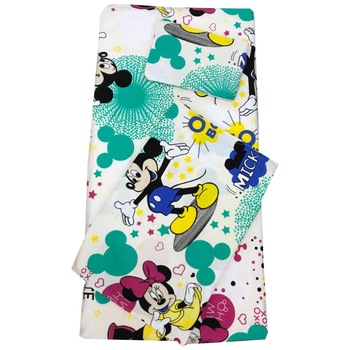 Set din finet paturica bebe cu cearsaf si pernuta pt pat 120x60 cm Deseda Mickey si Minnie Set din finet paturica bebe cu cearsaf si pernuta pt pat 120x60 cm Deseda Mickey si Minnie