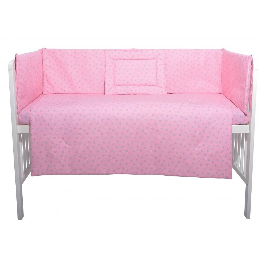 Lenjerie patut cu 5 piese Grey Stars Pink
