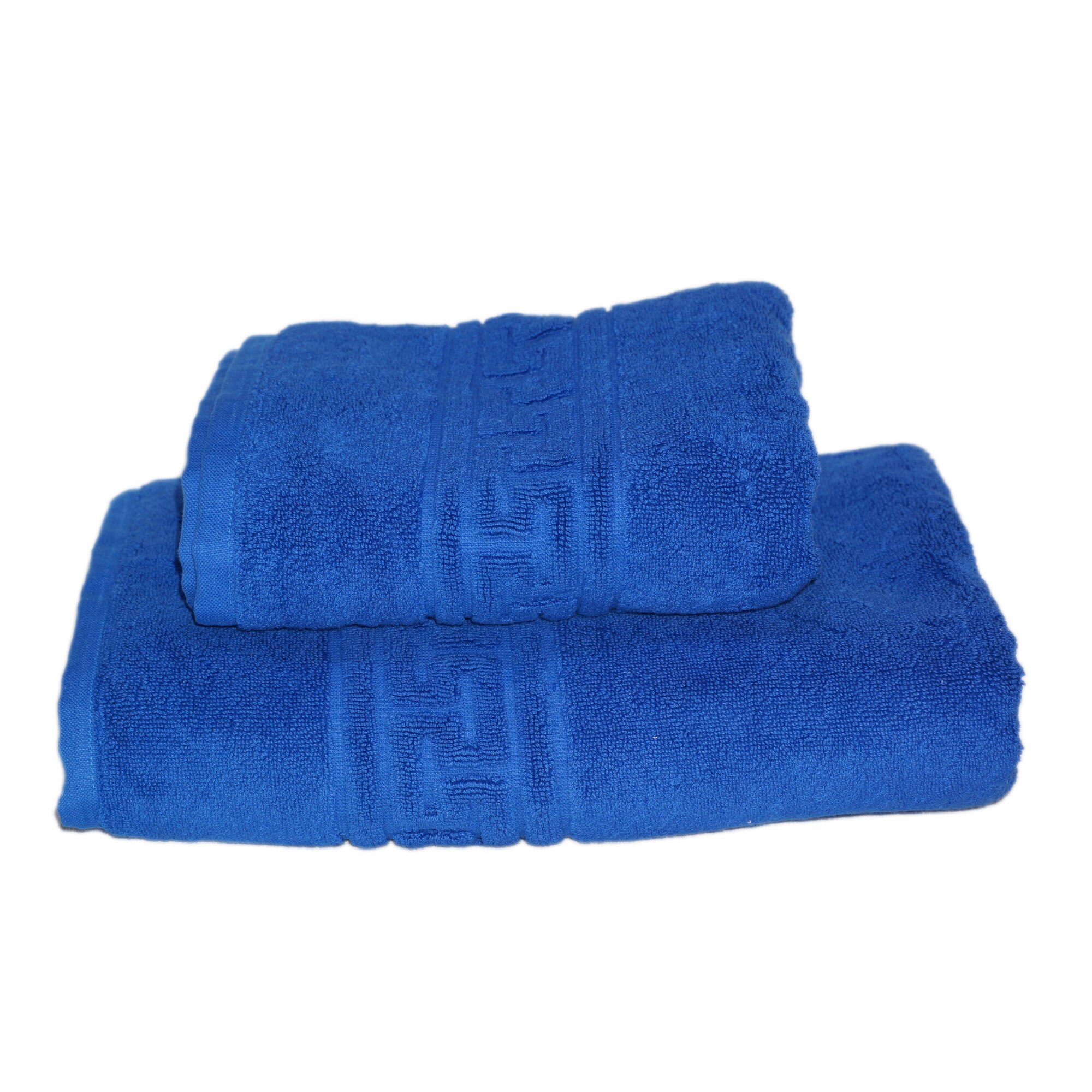 Set 2 prosoape groase, tip hotelier, bumbac 100%, 550gr, ALBASTRU, model grecesc