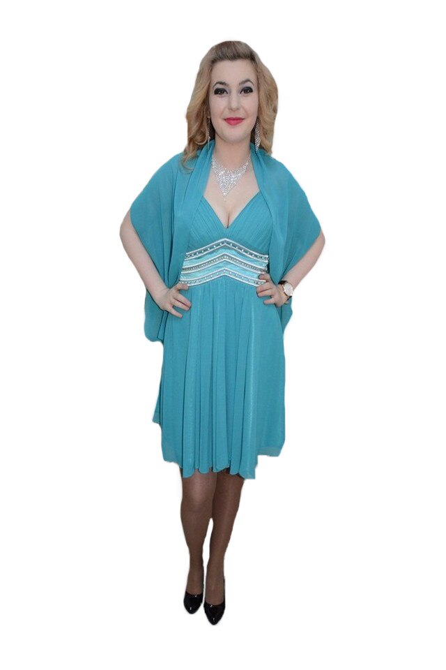 Rochie tinereasca, inchidere cu fermoar, D&J Exclusive, Turcoaz