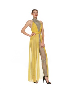 Rochie dama Mayra tip salopeta, culoare bej/galben, marimea 34-36 EU Rochie dama Mayra tip salopeta, culoare bej/galben, marimea 34-36 EU