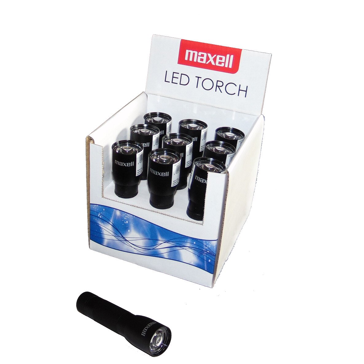 Lanterne metalice LED, Maxell, utilizeaza 1 x AA, cutie 9 lanterne, negru