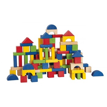 Set cuburi de constructie din lemn - 100 piese Set cuburi de constructie din lemn - 100 piese