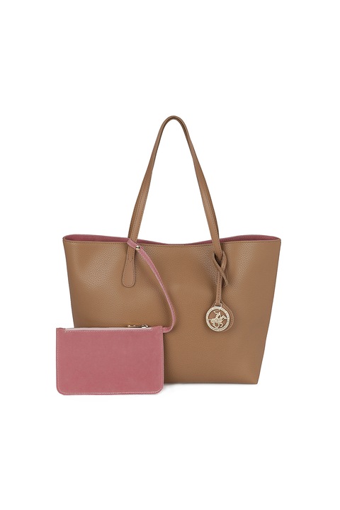 Beverly Hills Polo Club, Geanta shopper de piele ecologica, Maro caramel