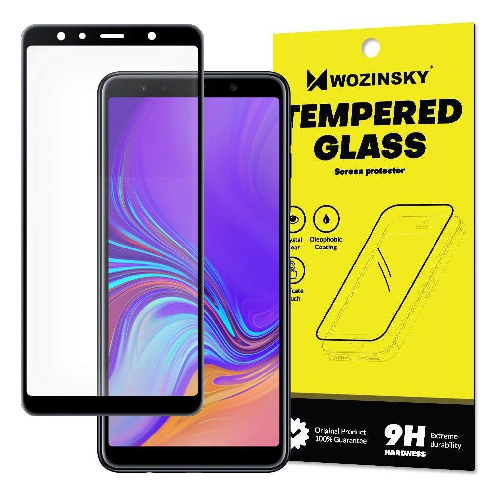 Folie Sticla Wozinsky Super Tough pentru Samsung Galaxy A7 (2018), 5D, Full Cover (acopera tot ecranul), Full Glue, Negru