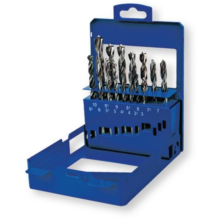 Burghie tip bullet asemanator DIN 338, caseta 15-piese