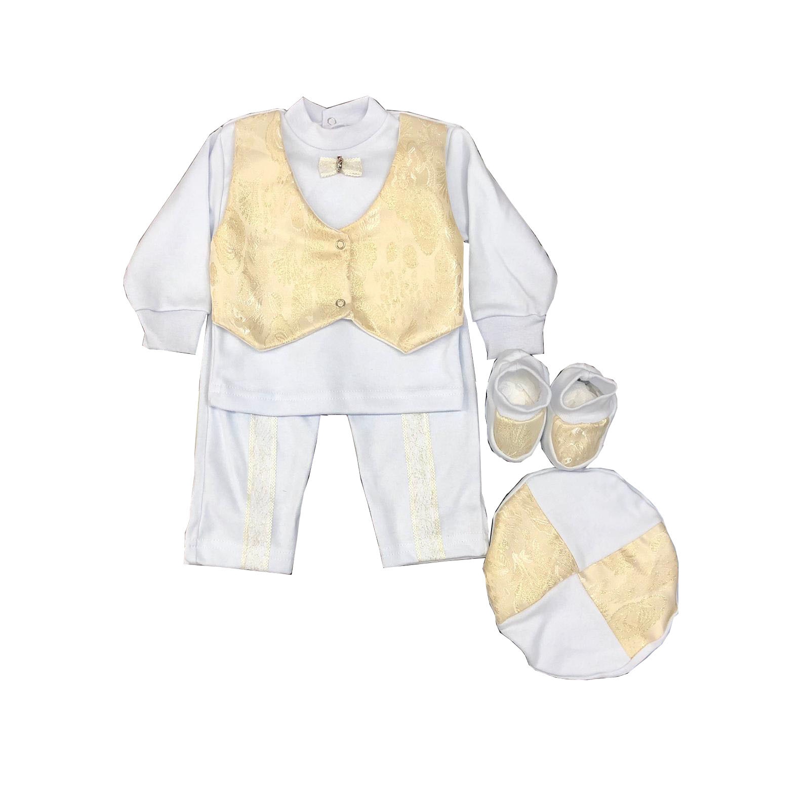 Compleu copii, baieti , alb crem, 0+