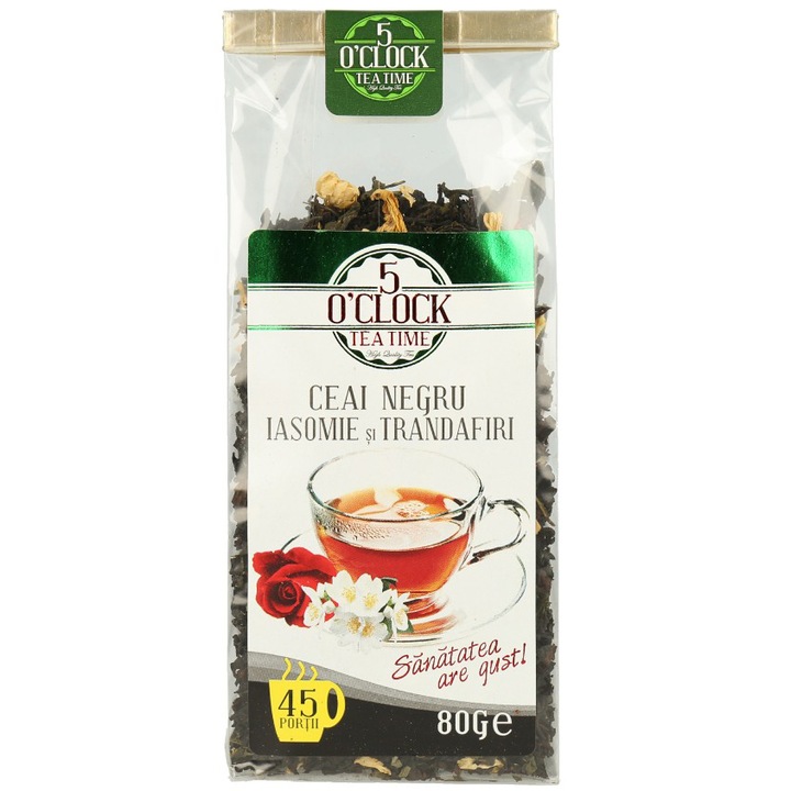 Ceai Negru Iasomie si Trandafiri, 5 O'Clock Tea, 80 gr.
