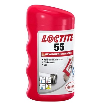 Snur pentru filete LOCTITE 55, 160 m, DVGW, KTW, NSF, -55/+130 °C temperatura lucru, 6 Snur pentru filete LOCTITE 55, 160 m, DVGW, KTW, NSF, -55/+130 °C temperatura lucru, 6